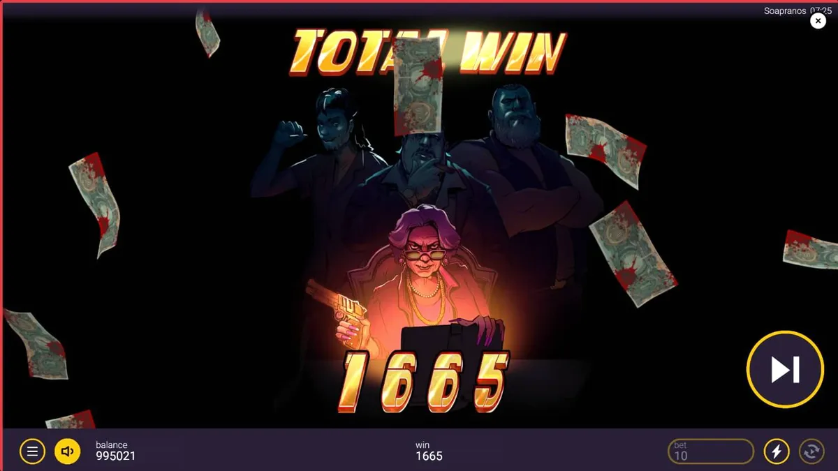 The Soapranos slot machine interface na may temang mafia at labada